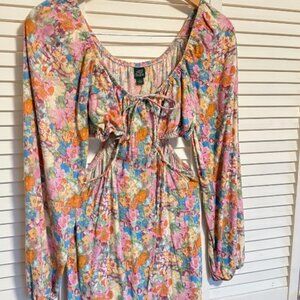 Wild Fable Floral long sleeve dress with side cutout